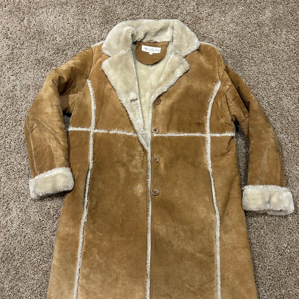 Jones New York Brown Teddy Jacket with Cream Accents